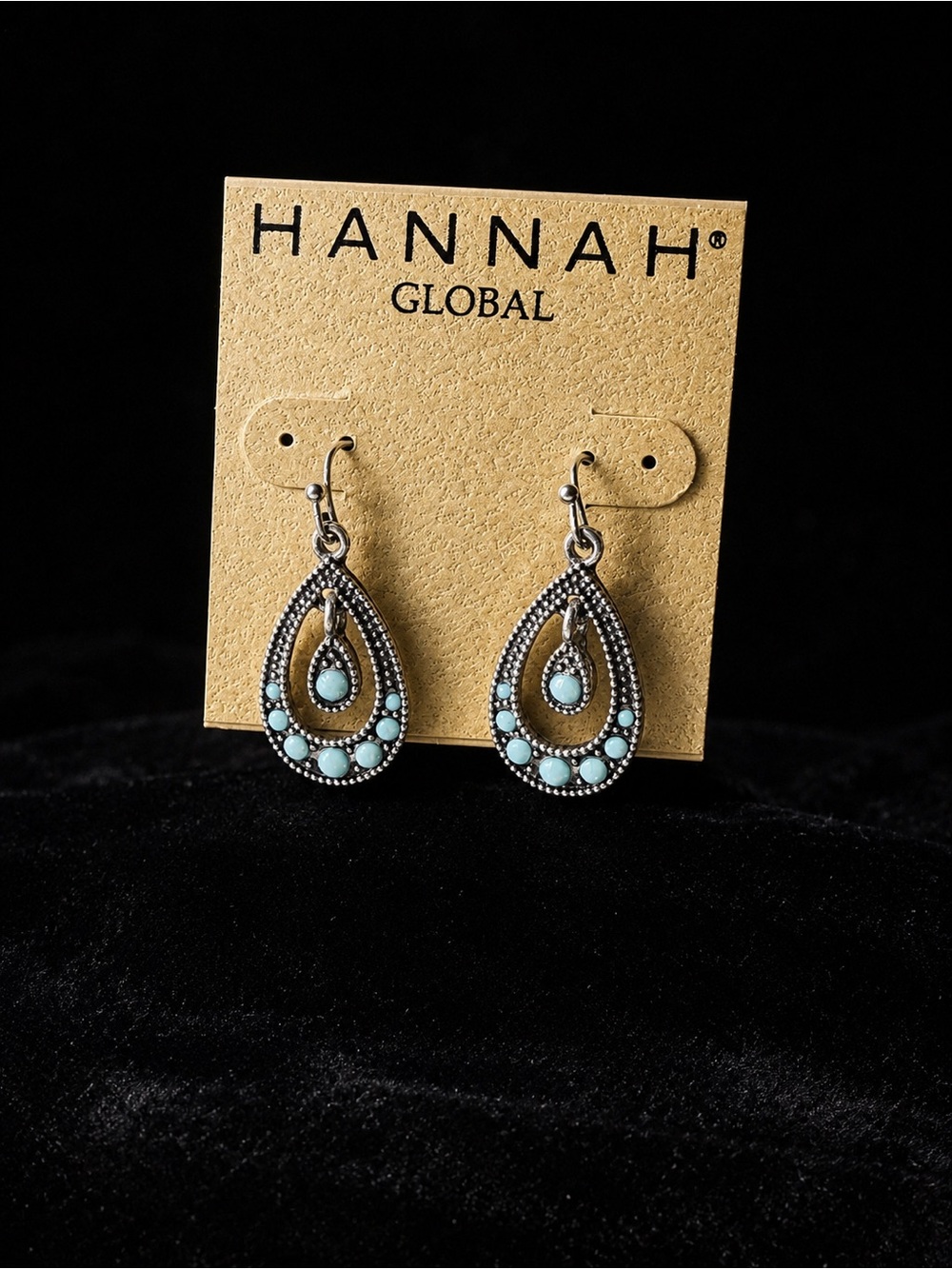 Hannah Global Dangle Earrings in Silver and Turquoise